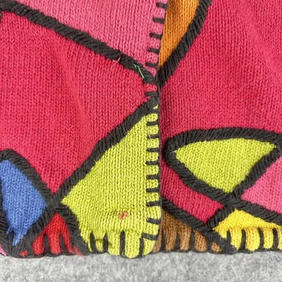 Vintage Cardigan Sweater Womens Small Petite Multicolor Long Sleeve Stain Glass* - Picture 3 of 16